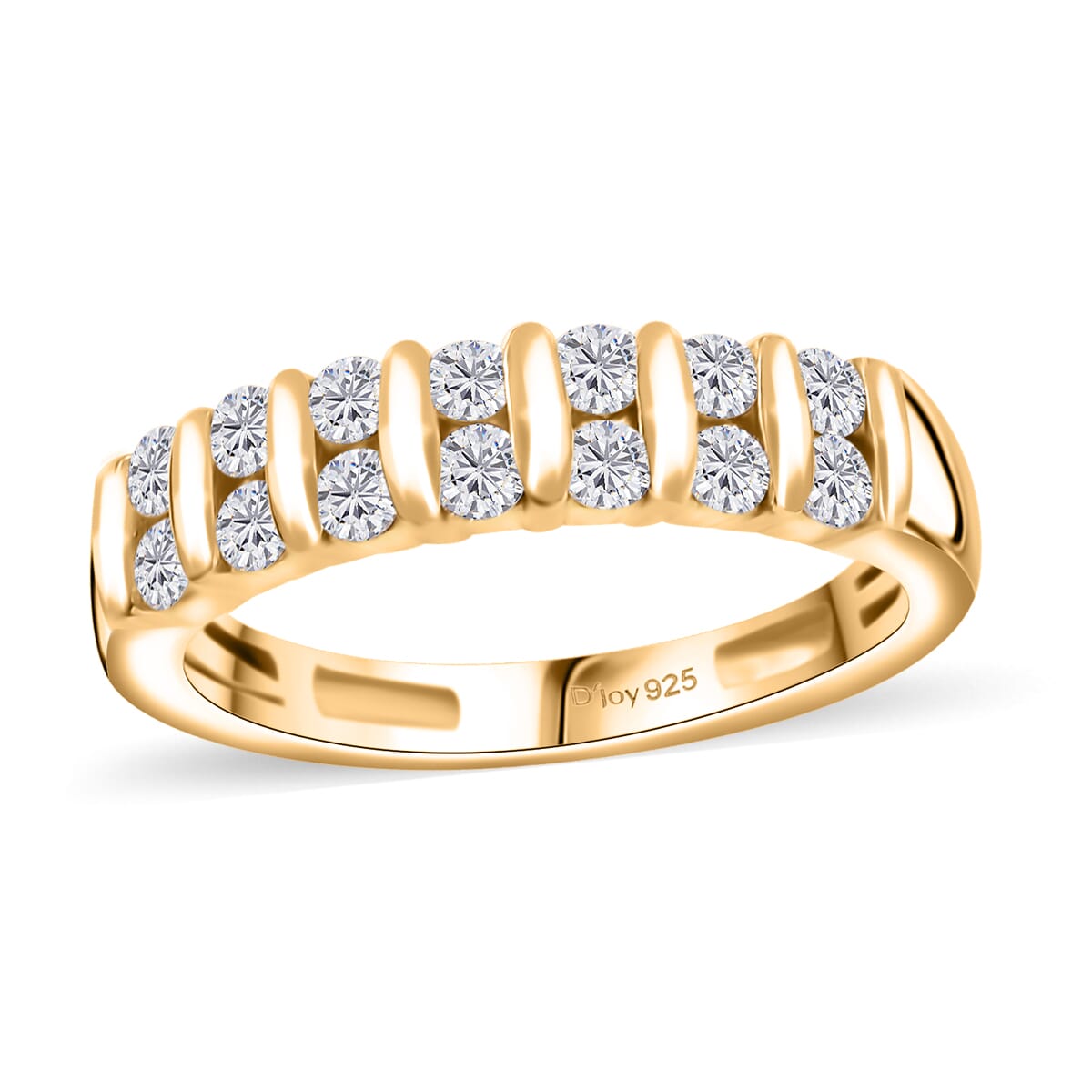 Luxuriant Lab Grown Diamond G-H SI 0.50 ctw Band Ring in 18K Vermeil Yellow Gold Over Sterling Silver (Size 8.0) image number 0
