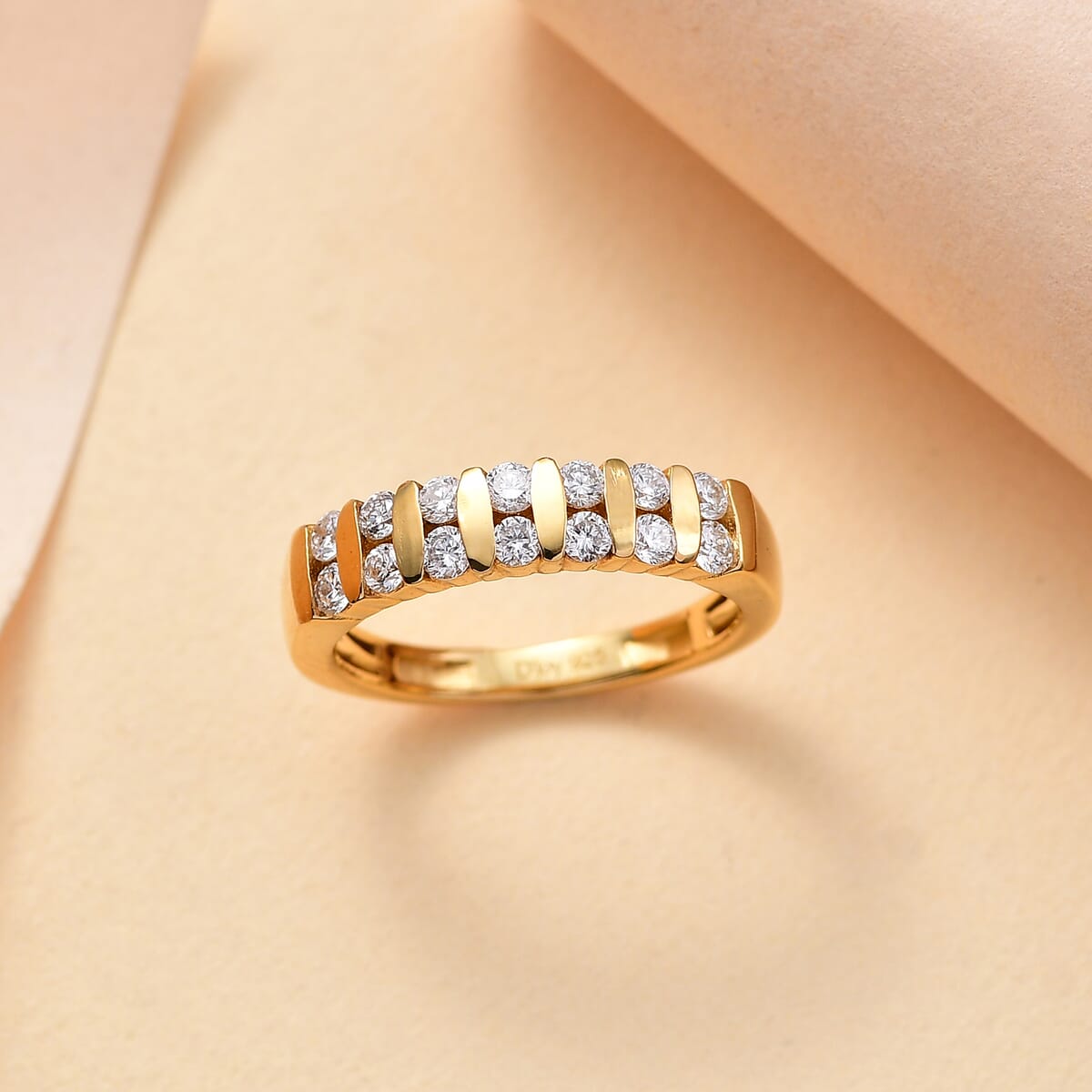 Luxuriant Lab Grown Diamond G-H SI 0.50 ctw Band Ring in 18K Vermeil Yellow Gold Over Sterling Silver (Size 8.0) image number 1