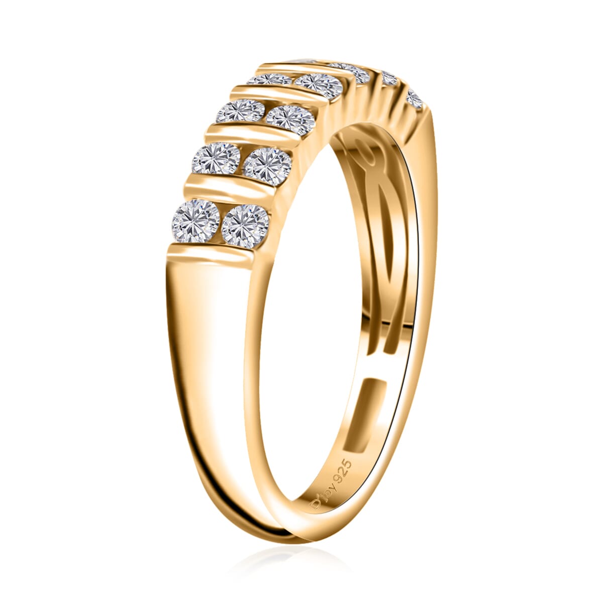 Luxuriant Lab Grown Diamond G-H SI 0.50 ctw Band Ring in 18K Vermeil Yellow Gold Over Sterling Silver (Size 8.0) image number 3