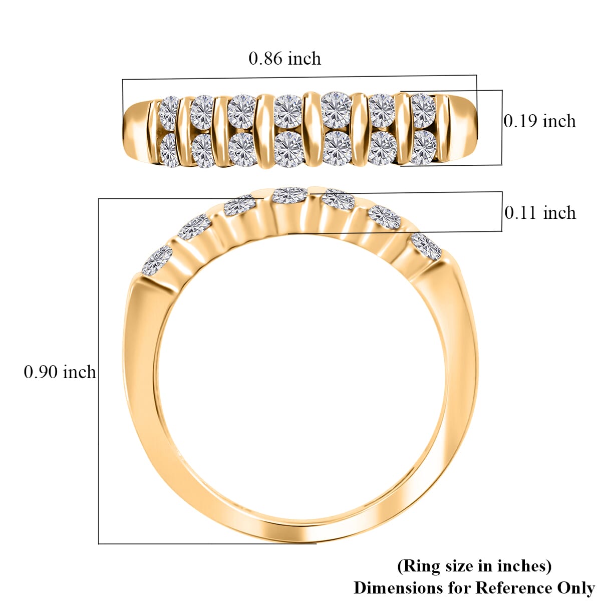 Luxuriant Lab Grown Diamond G-H SI 0.50 ctw Band Ring in 18K Vermeil Yellow Gold Over Sterling Silver (Size 8.0) image number 5