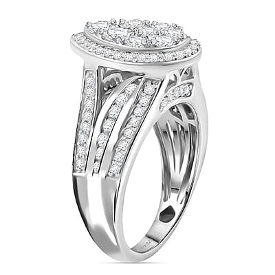 Luxuriant Lab Grown Diamond E-F VS 2.00 ctw Pear Shape Ring in Rhodium Over Sterling Silver (Size 6.0)