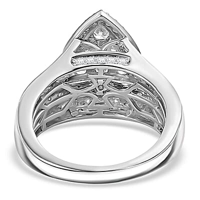 Luxuriant Lab Grown Diamond E-F VS 2.00 ctw Pear Shape Ring in Rhodium Over Sterling Silver (Size 6.0)
