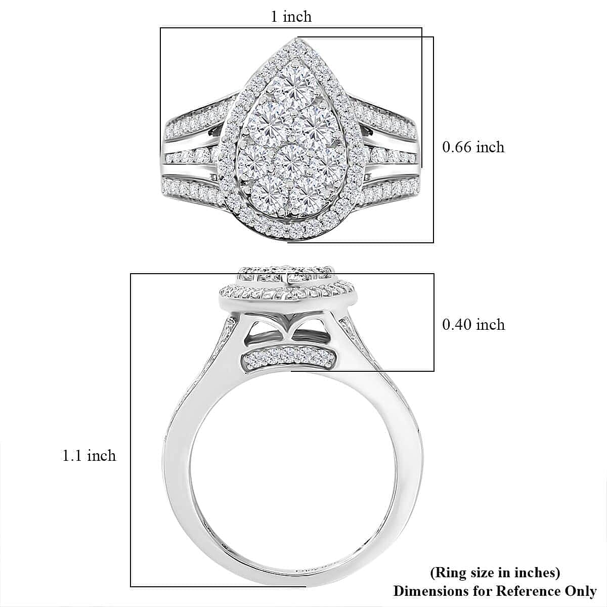Luxuriant Lab Grown Diamond E-F VS 2.00 ctw Pear Shape Ring in Rhodium Over Sterling Silver (Size 6.0)