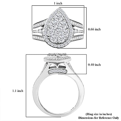 Luxuriant Lab Grown Diamond E-F VS 2.00 ctw Pear Shape Ring in Rhodium Over Sterling Silver (Size 6.0)