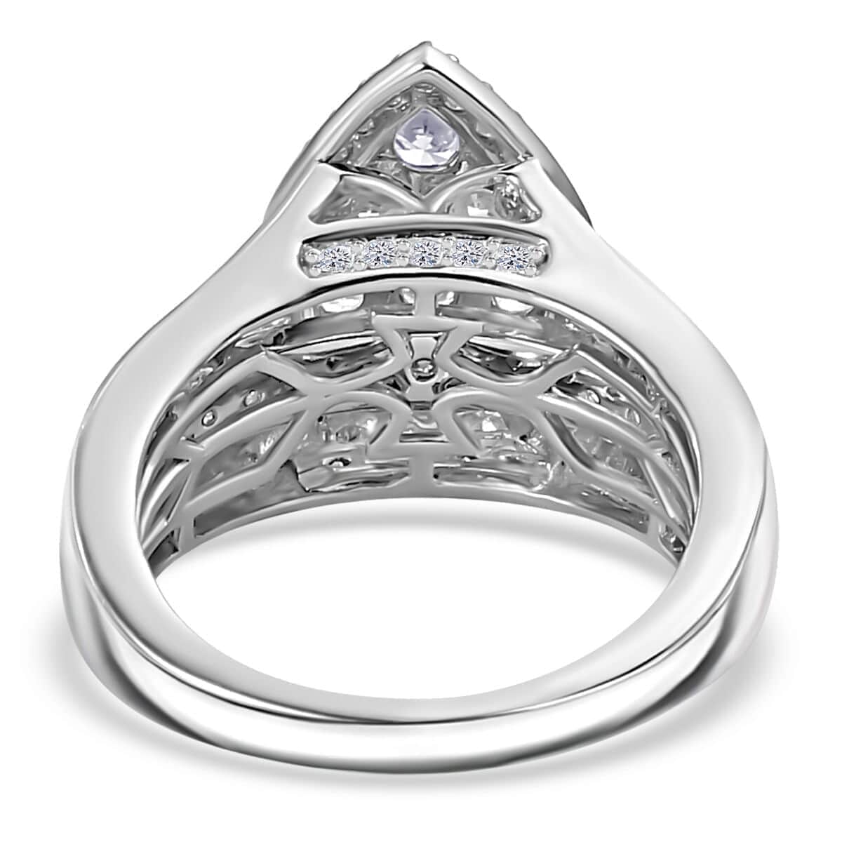 Luxuriant Lab Grown Diamond E-F VS 2.00 ctw Pear Shape Ring in Rhodium Over Sterling Silver (Size 7.0) image number 5