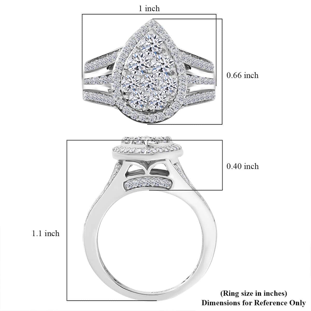 Luxuriant Lab Grown Diamond E-F VS 2.00 ctw Pear Shape Ring in Rhodium Over Sterling Silver (Size 7.0) image number 6