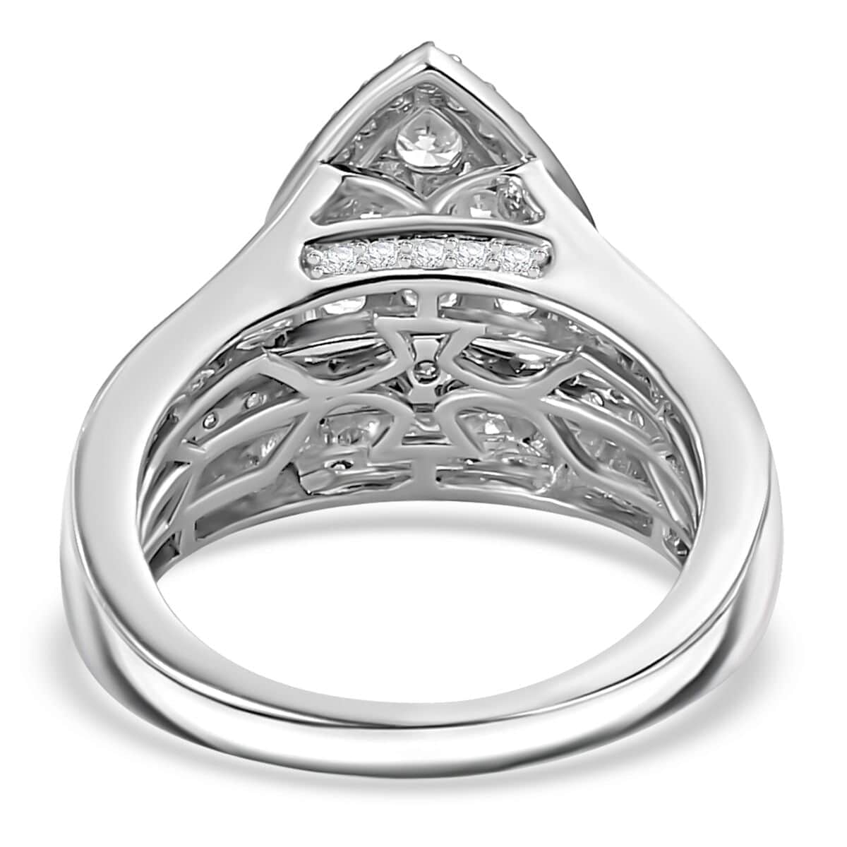 Luxuriant Lab Grown Diamond E-F VS 2.00 ctw Pear Shape Ring in Rhodium Over Sterling Silver (Size 8.0) image number 5