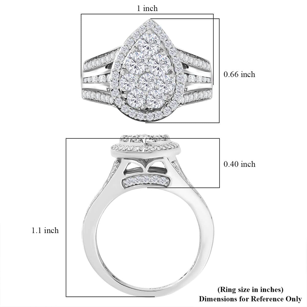 Luxuriant Lab Grown Diamond E-F VS 2.00 ctw Pear Shape Ring in Rhodium Over Sterling Silver (Size 8.0) image number 6