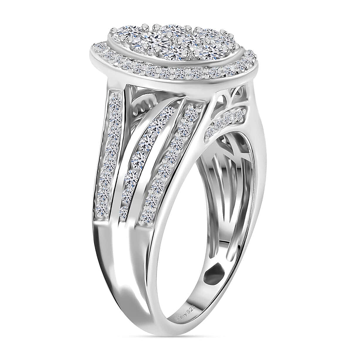 Luxuriant Lab Grown Diamond E-F VS 2.00 ctw Pear Shape Ring in Rhodium Over Sterling Silver (Size 9.0) image number 4