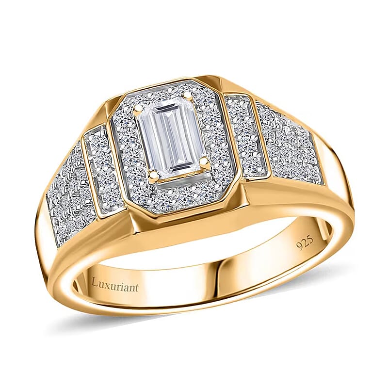 Luxuriant Lab Grown Diamond VS 1.50 ctw Men's Ring in 18K Vermeil Yellow Gold Over Sterling Silver (Size 10.0)