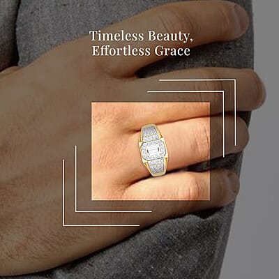 Luxuriant Lab Grown Diamond VS 1.50 ctw Men's Ring in 18K Vermeil Yellow Gold Over Sterling Silver (Size 10.0)