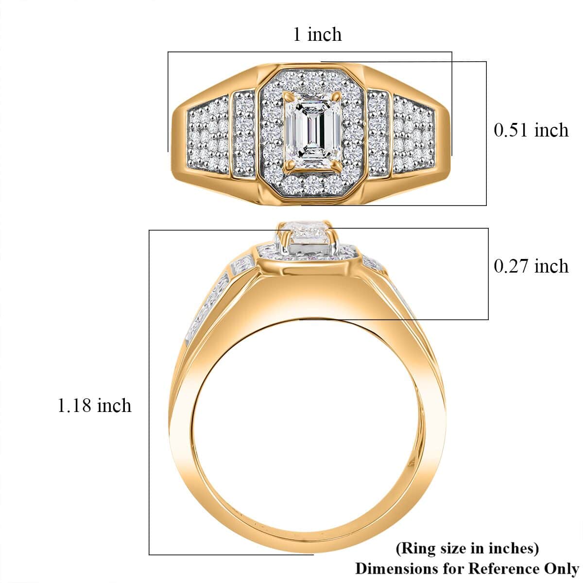 Luxuriant Lab Grown Diamond 1.50 ctw Men's Ring in 18K Vermeil Yellow Gold Over Sterling Silver (Size 10.0) (Del. in 10-12 Days) image number 5