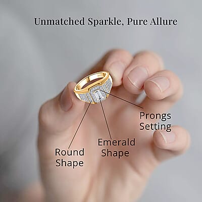 Luxuriant Lab Grown Diamond VS 1.50 ctw Men's Ring in 18K Vermeil Yellow Gold Over Sterling Silver (Size 10.0)