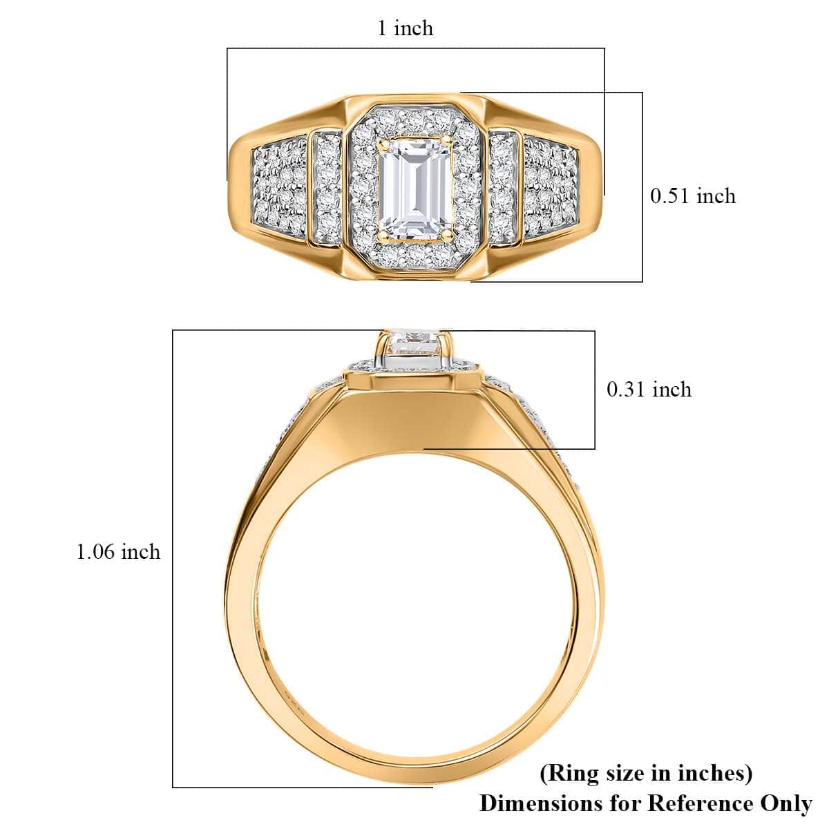 Luxuriant Lab Grown Diamond VS 1.50 ctw Men's Ring in 18K Vermeil Yellow Gold Over Sterling Silver (Size 10.0) image number 6