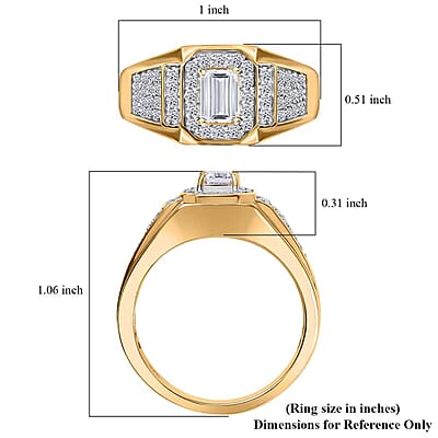 Luxuriant Lab Grown Diamond VS 1.50 ctw Men's Ring in 18K Vermeil Yellow Gold Over Sterling Silver (Size 10.0)