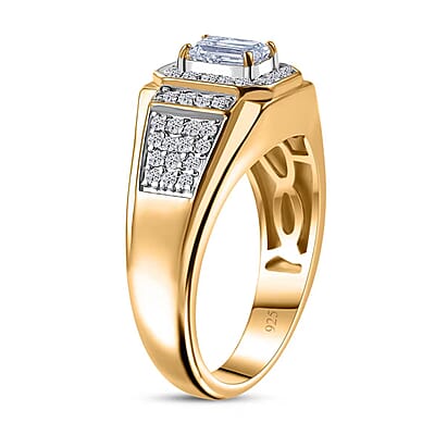 Luxuriant Lab Grown Diamond VS 1.50 ctw Men's Ring in 18K Vermeil Yellow Gold Over Sterling Silver (Size 10.0)