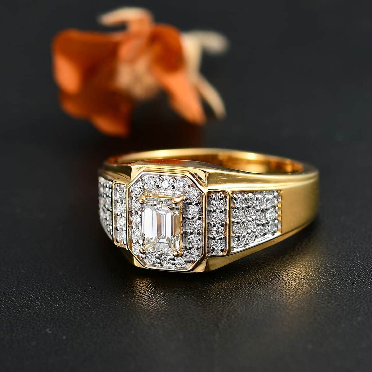 Luxuriant Lab Grown Diamond VS 1.50 ctw Men's Ring in 18K Vermeil Yellow Gold Over Sterling Silver (Size 11.0) image number 2