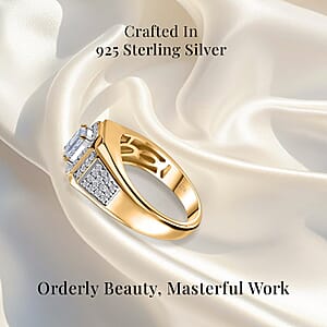 Luxuriant Lab Grown Diamond VS 1.50 ctw Men's Ring in 18K Vermeil Yellow Gold Over Sterling Silver (Size 11.0)