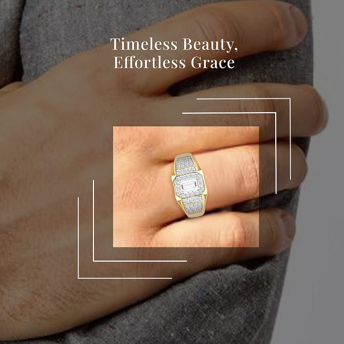 Luxuriant Lab Grown Diamond VS 1.50 ctw Men's Ring in 18K Vermeil Yellow Gold Over Sterling Silver (Size 9.0) image number 1