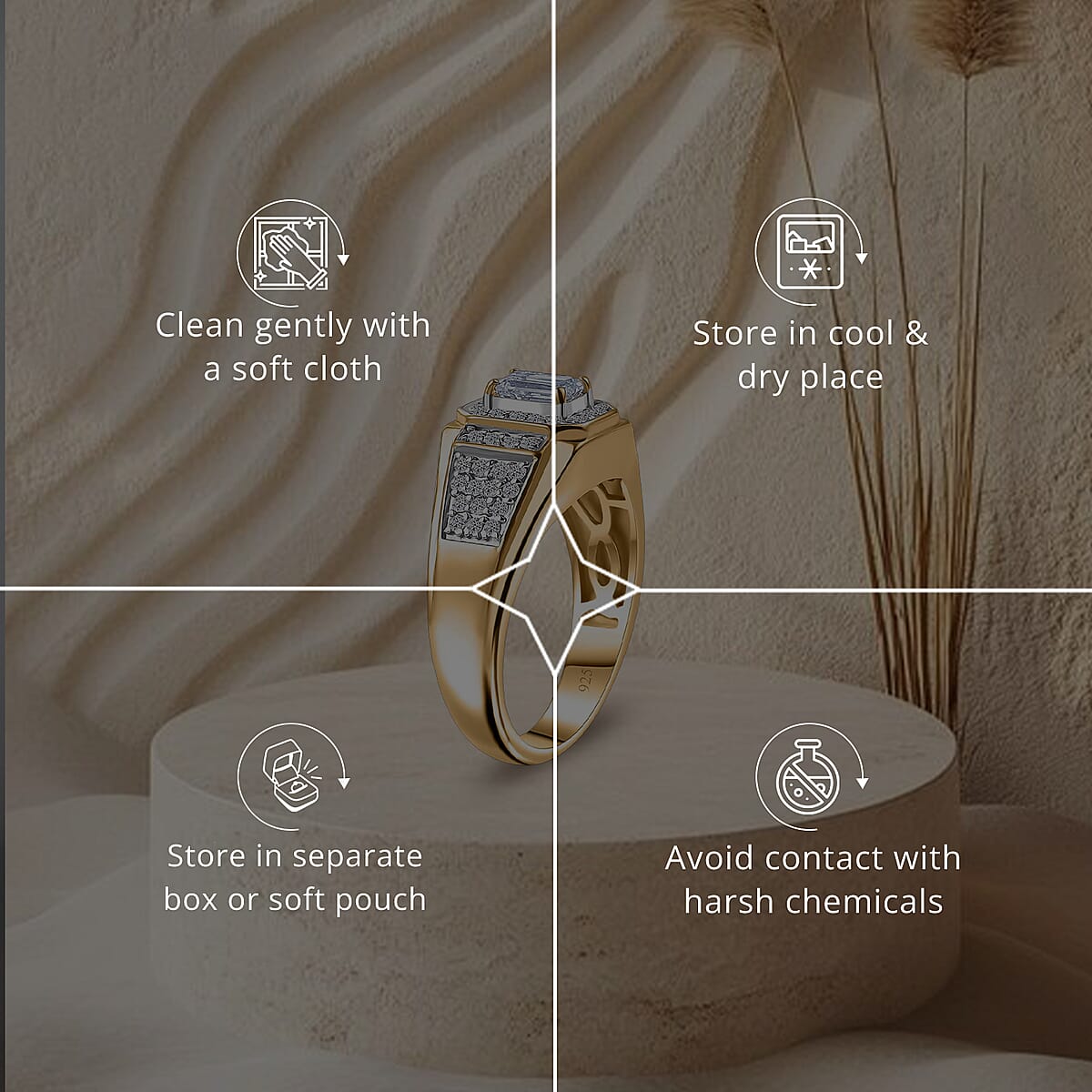 Luxuriant Lab Grown Diamond VS 1.50 ctw Men's Ring in 18K Vermeil Yellow Gold Over Sterling Silver (Size 9.0) image number 6