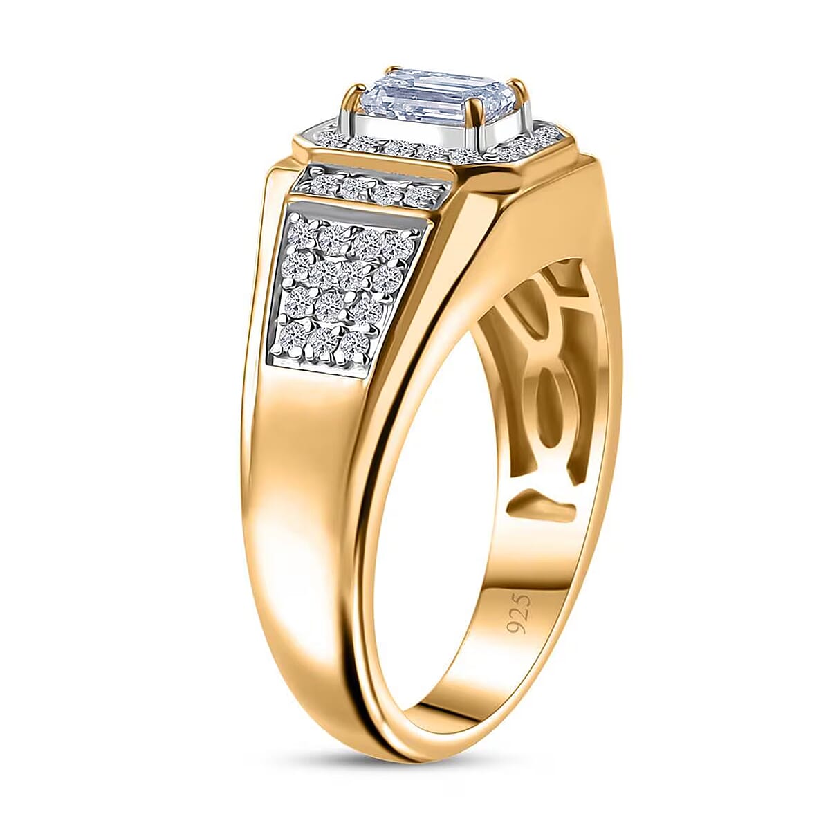 Luxuriant Lab Grown Diamond VS 1.50 ctw Men's Ring in 18K Vermeil Yellow Gold Over Sterling Silver (Size 9.0) image number 8
