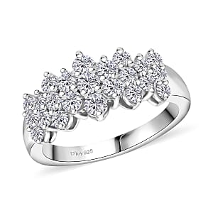 Luxuriant Lab Grown Diamond G-H SI 1.00 ctw Cluster Ring in Rhodium Over Sterling Silver (Size 10.0)