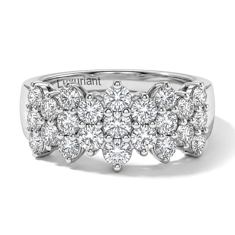 Luxuriant Lab Grown Diamond G-H SI 1.00 ctw Cluster Ring in Rhodium Over Sterling Silver (Size 10.0)