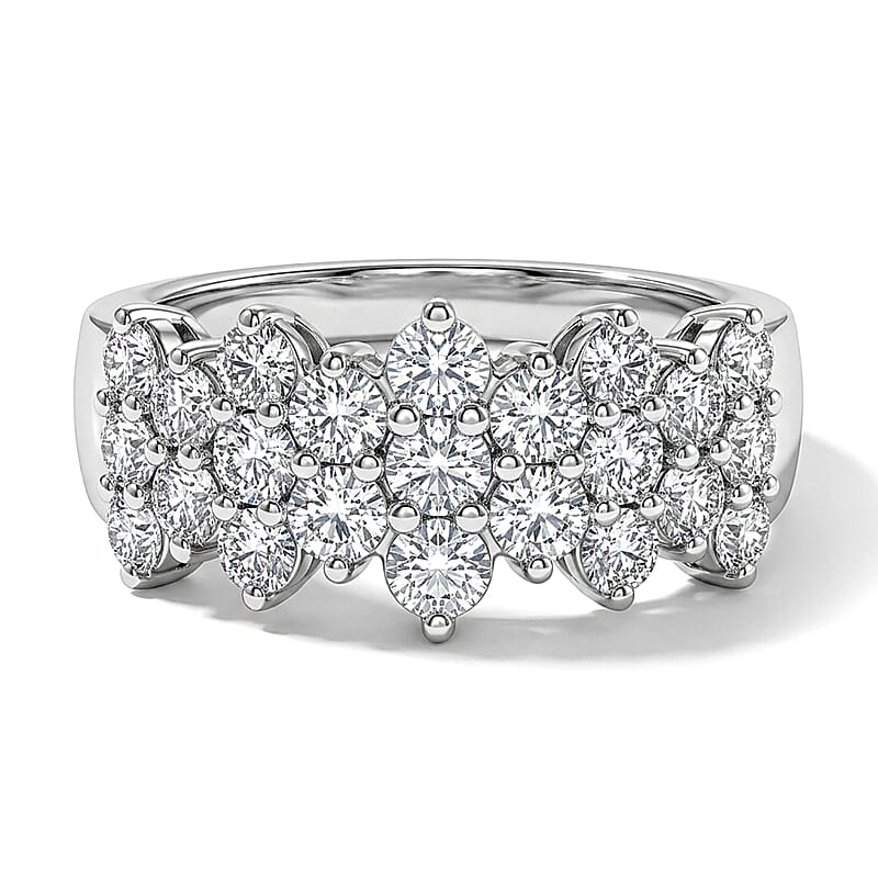 Luxuriant Lab Grown Diamond G-H SI 1.00 ctw Cluster Ring in Rhodium Over Sterling Silver (Size 10.0)