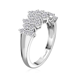 Luxuriant Lab Grown Diamond G-H SI 1.00 ctw Cluster Ring in Rhodium Over Sterling Silver (Size 10.0) (Del. in 12-15 Days)