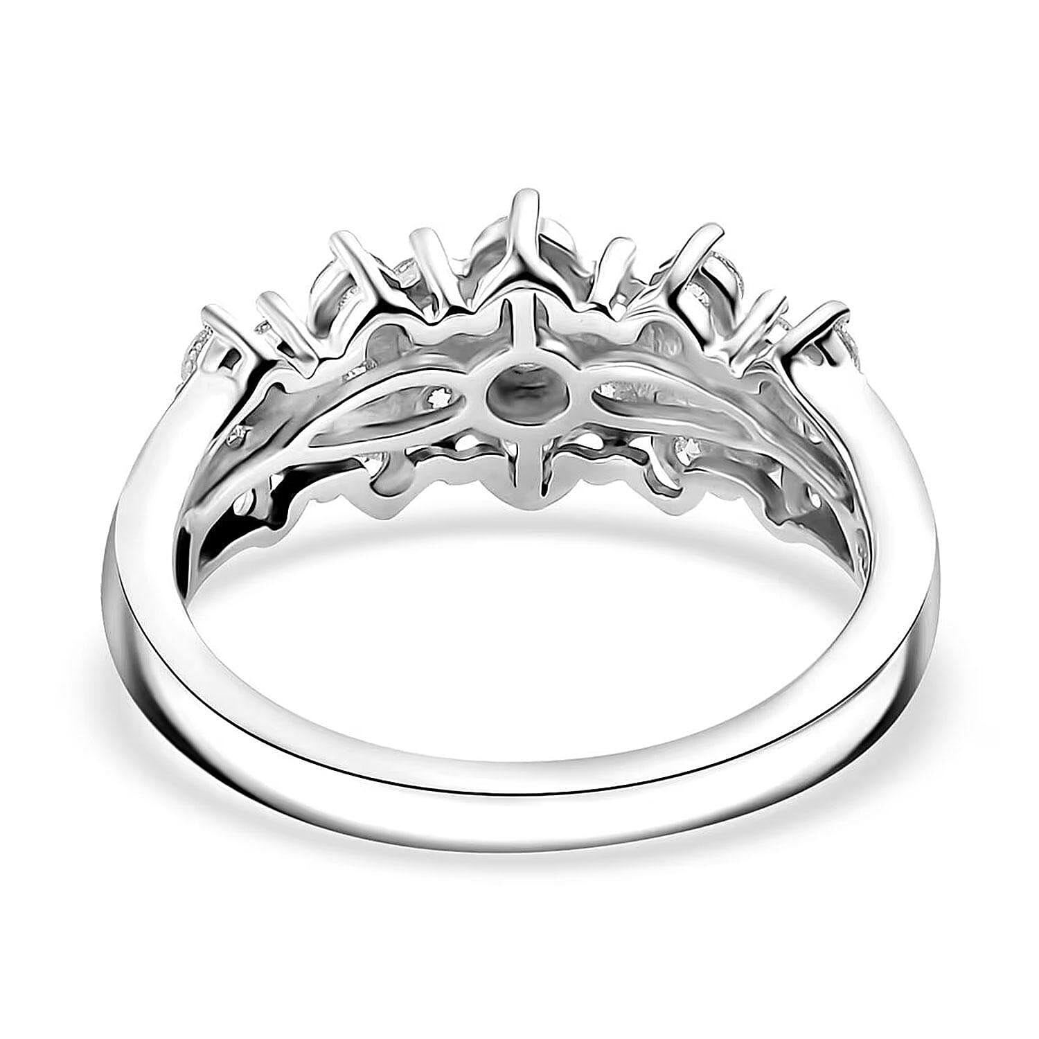 Luxuriant Lab Grown Diamond G-H SI 1.00 ctw Cluster Ring in Rhodium Over Sterling Silver (Size 10.0) (Del. in 12-15 Days)