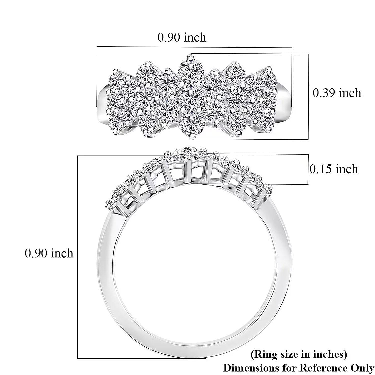 Luxuriant Lab Grown Diamond G-H SI 1.00 ctw Cluster Ring in Rhodium Over Sterling Silver (Size 10.0) (Del. in 12-15 Days)