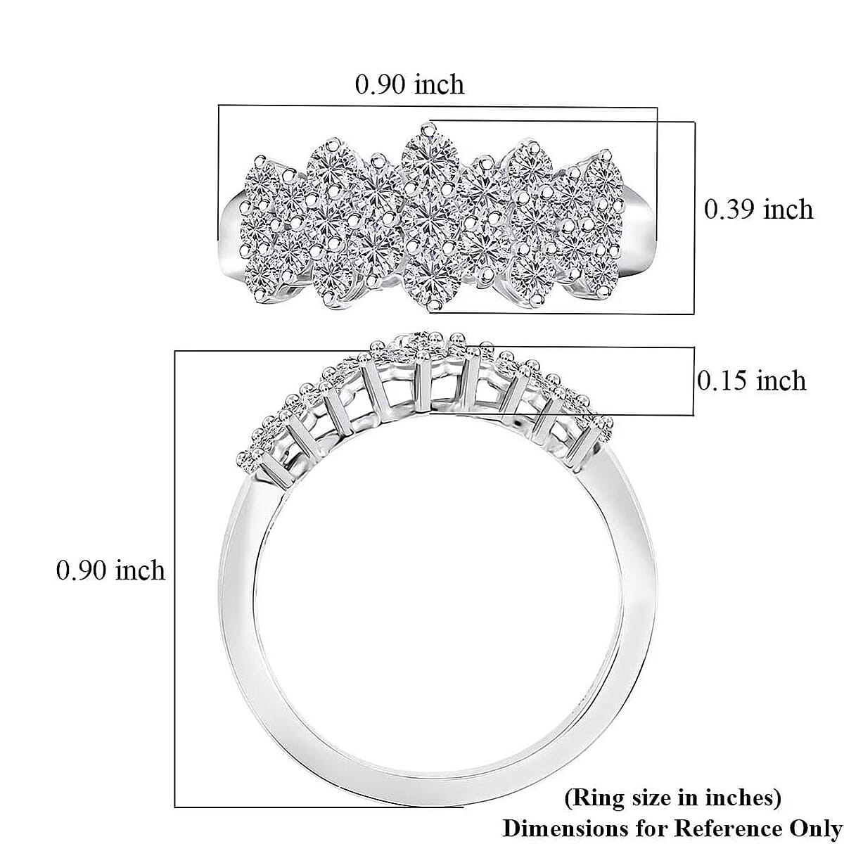 Luxuriant Lab Grown Diamond G-H SI 1.00 ctw Cluster Ring in Rhodium Over Sterling Silver (Size 10.0) (Del. in 12-15 Days) image number 7