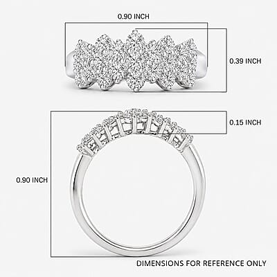 Luxuriant Lab Grown Diamond G-H SI 1.00 ctw Cluster Ring in Rhodium Over Sterling Silver (Size 10.0)