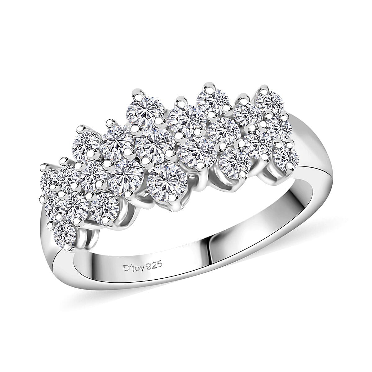 Luxuriant Lab Grown Diamond G-H SI 1.00 ctw Cluster Ring in Rhodium Over Sterling Silver (Size 6.0) image number 0