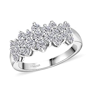 Luxuriant Lab Grown Diamond G-H SI 1.00 ctw Cluster Ring in Rhodium Over Sterling Silver (Size 6.0)