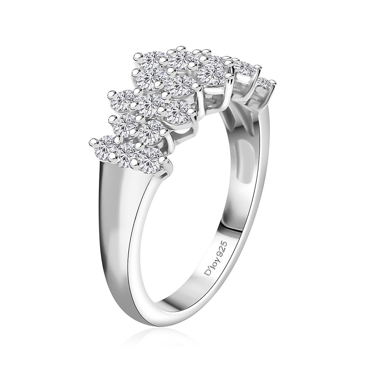 Luxuriant Lab Grown Diamond G-H SI 1.00 ctw Cluster Ring in Rhodium Over Sterling Silver (Size 6.0) image number 3