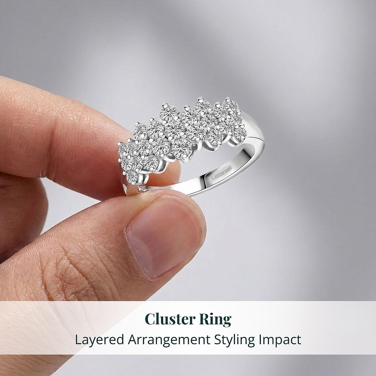Luxuriant Lab Grown Diamond G-H SI 1.00 ctw Cluster Ring in Rhodium Over Sterling Silver (Size 6.0)
