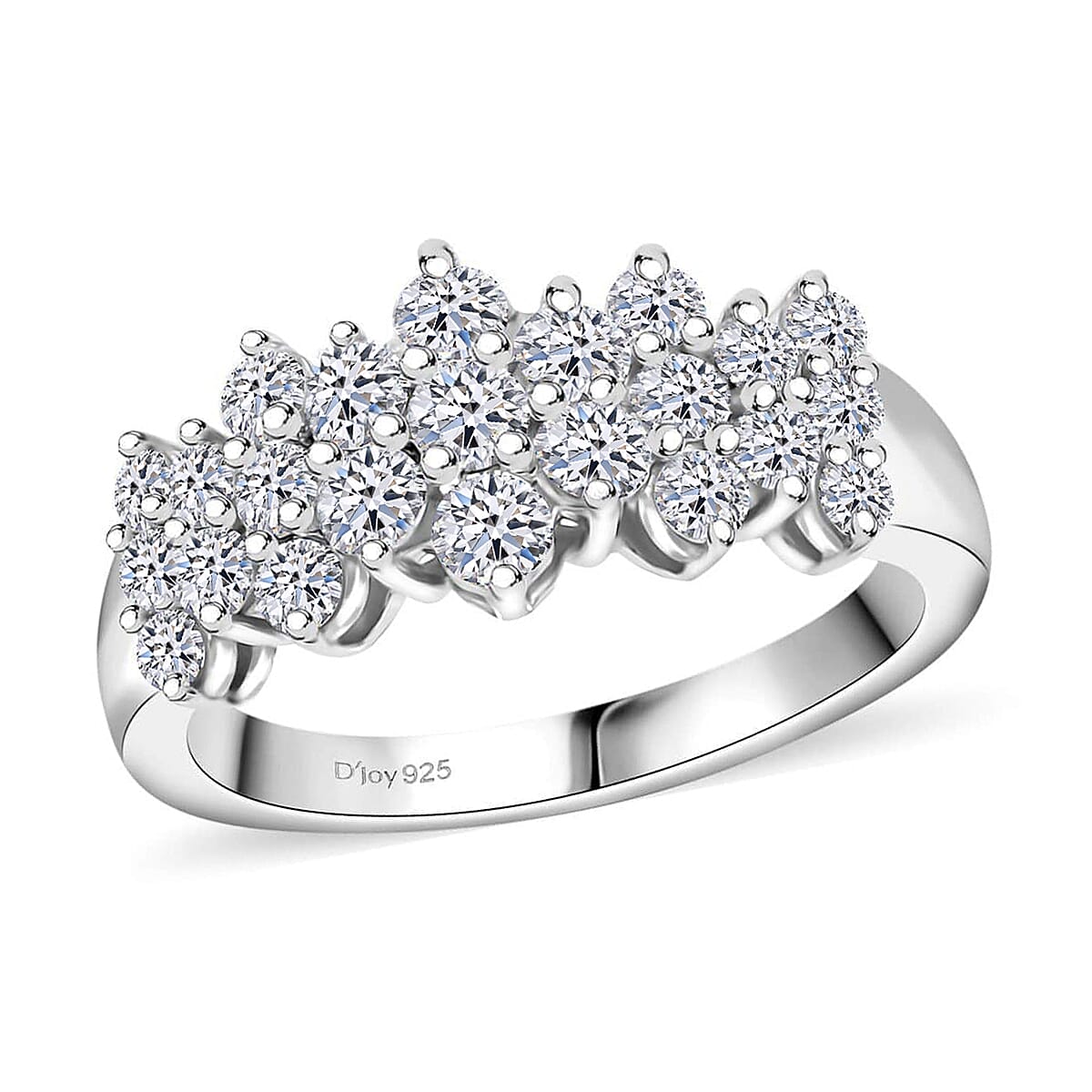 Luxuriant Lab Grown Diamond G-H SI 1.00 ctw Cluster Ring in Rhodium Over Sterling Silver (Size 7.0) image number 0