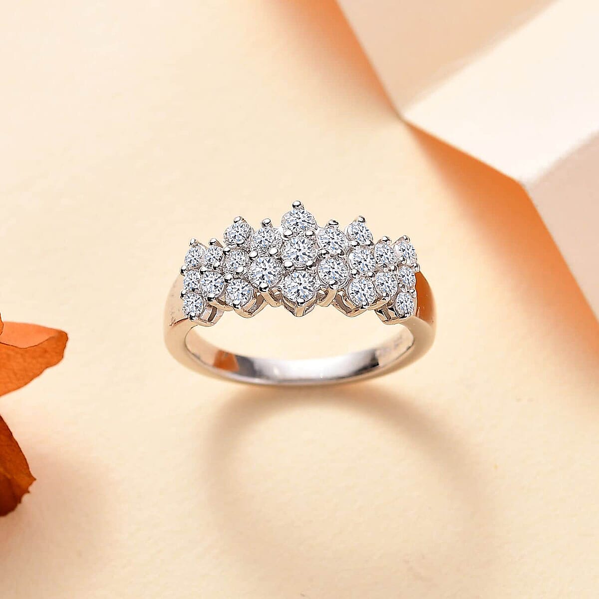 Luxuriant Lab Grown Diamond G-H SI 1.00 ctw Cluster Ring in Rhodium Over Sterling Silver (Size 7.0) image number 1