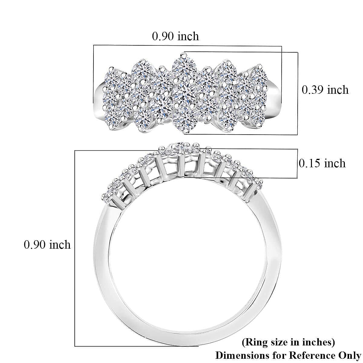 Luxuriant Lab Grown Diamond G-H SI 1.00 ctw Cluster Ring in Rhodium Over Sterling Silver (Size 7.0) image number 5