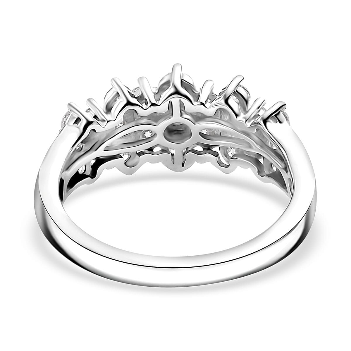 Luxuriant Lab Grown Diamond G-H SI 1.00 ctw Cluster Ring in Rhodium Over Sterling Silver (Size 8.0) image number 4