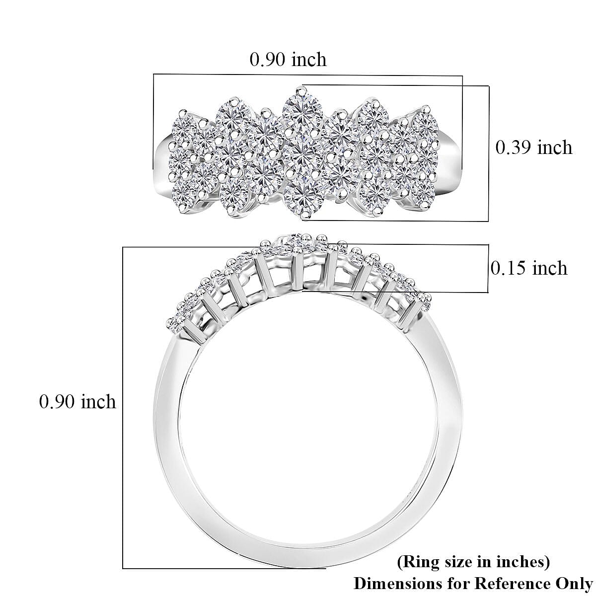 Luxuriant Lab Grown Diamond G-H SI 1.00 ctw Cluster Ring in Rhodium Over Sterling Silver (Size 8.0) image number 5