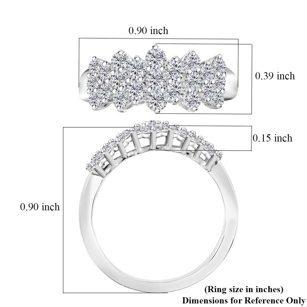 Luxuriant Lab Grown Diamond G-H SI 1.00 ctw Cluster Ring in Rhodium Over Sterling Silver (Size 9.0) image number 5