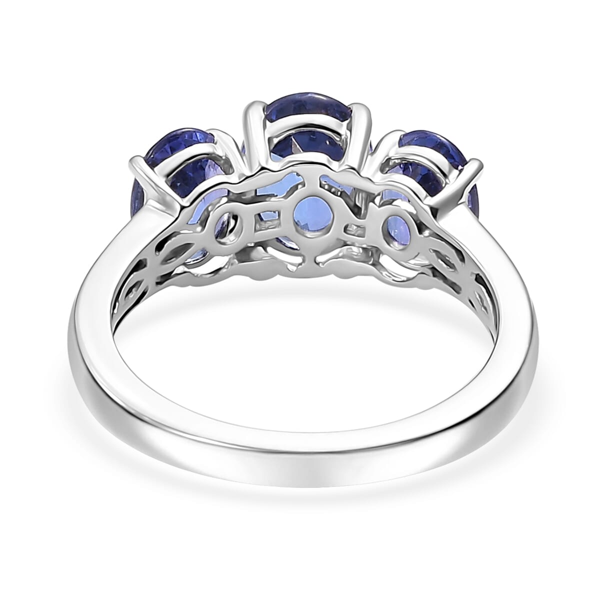 Certified & Appraised Rhapsody AAAA Tanzanite 3.26 ctw 3 Stone Ring in 950 Platinum (Size 10.0) 5.20 Grams image number 4