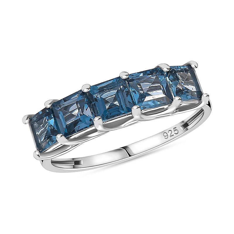 London Blue Topaz 2.00 ctw Ring in Rhodium Over Sterling Silver (Size 11.5)