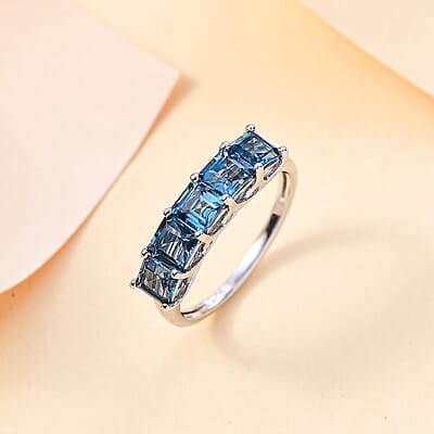 London Blue Topaz 2.00 ctw Ring in Rhodium Over Sterling Silver (Size 11.5)