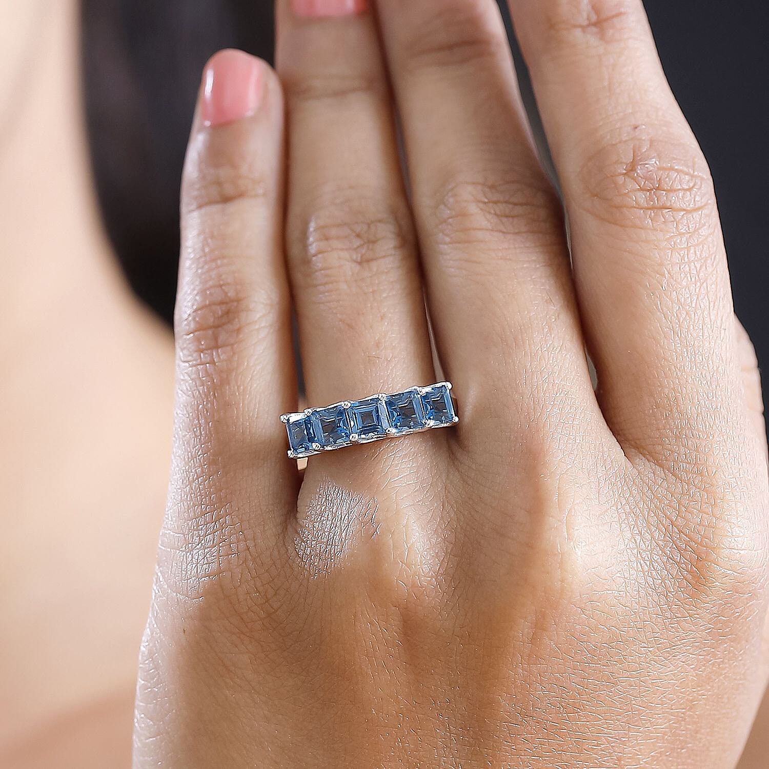 London Blue Topaz 2.00 ctw Ring in Rhodium Over Sterling Silver (Size 11.5)