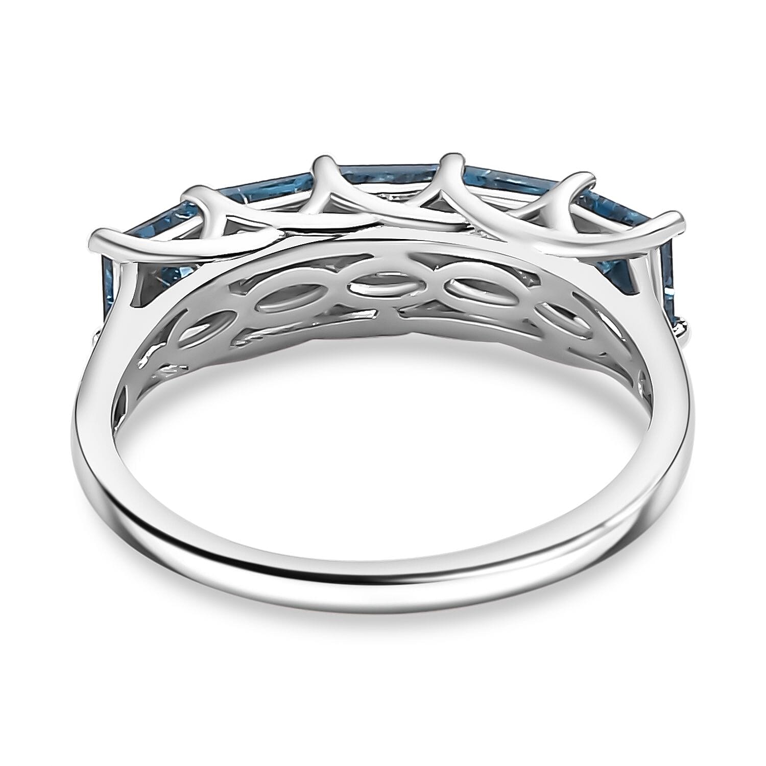 London Blue Topaz 2.00 ctw Ring in Rhodium Over Sterling Silver (Size 11.5)