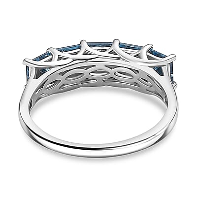 London Blue Topaz 2.00 ctw Ring in Rhodium Over Sterling Silver (Size 11.5)