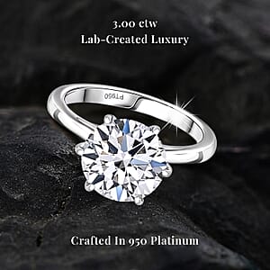 IGI Certified 950 Platinum Luxuriant Lab Grown Diamond (G, VS2) Solitaire Ring (Size 10.0) (4.25 g) 3.00 ctw